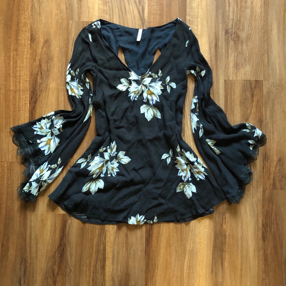 Free People Black Floral Dress XS - Picture 9 of 15